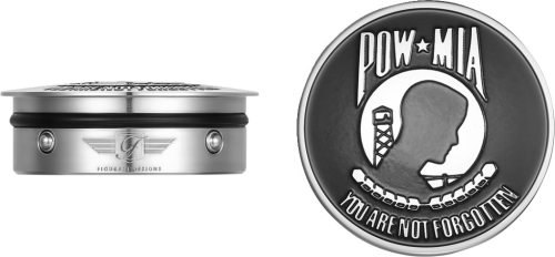 Figurati Designs - Figurati Designs Swingarm Pivot Cover - Stainless Steel with POW MIA - FD50-POW-SS