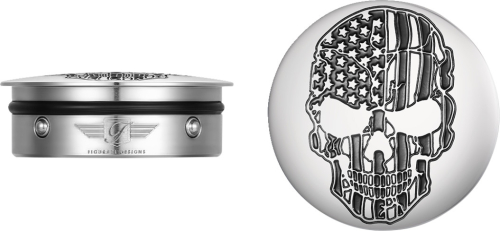 Figurati Designs - Figurati Designs Swingarm Pivot Cover - Stainless Steel with Contrast Cut American Flag Skull - FD27-SS-SKUL-CC
