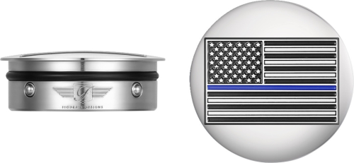 Figurati Designs - Figurati Designs Swingarm Pivot Cover - Stainless Steel with Blue Line flag - FD70-ABFL-SS
