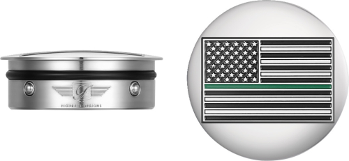 Figurati Designs - Figurati Designs Swingarm Pivot Cover - Stainless Steel with Green Line flag - FD72-AFGL-SS