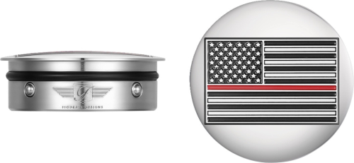 Figurati Designs - Figurati Designs Swingarm Pivot Cover - Stainless Steel with Red Line flag - FD73-AFRL-SS