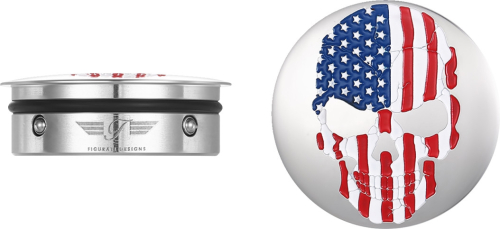 Figurati Designs - Figurati Designs Swingarm Pivot Cover - Stainless Steel with American Flag Skull - FD24-AFSKULL-SS