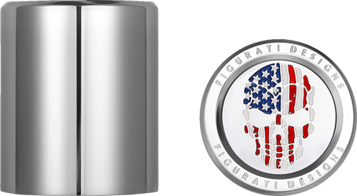 Figurati Designs - Figurati Designs Docking Hardware Covers - Stainless Steel with American Flag Skull - FD24-DC-2530-SS