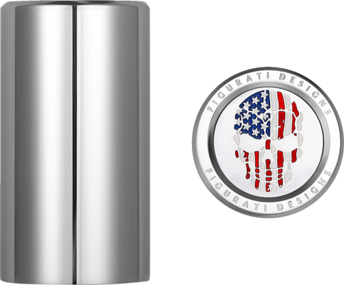 Figurati Designs - Figurati Designs Docking Hardware Cover - Stainless Steel with American Flag Skull - FD24-DC-2545-SS