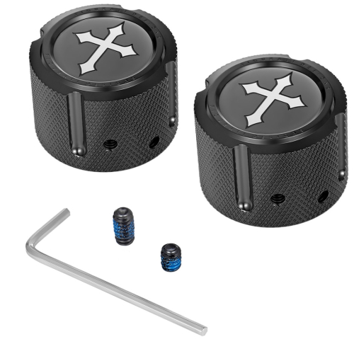 Figurati Designs - Figurati Designs Front Axle Nut Cover - Black with Cross - FD41-FAC-BK