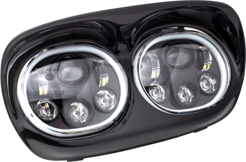 Letric Lighting Co. - Letric Lighting Co. Dual 5.75in. Projector LED Headlight Assembly - With Full HALO in Black Housing - LLC-LRHP-HBB