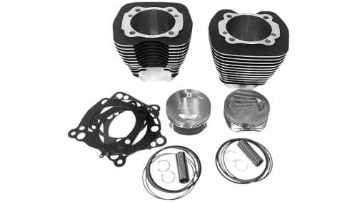 Revolution Performance - Revolution Performance Monster Big Bore Kit (124in.) - Bore 4-3/8in. - 11.2:1 Compression - Black/Highlighted Fins - RP201-126W