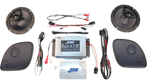 J&M - J&M ROKKER 200W 2-Channel Amplifier and Speaker Kit - RPKT-200HR15