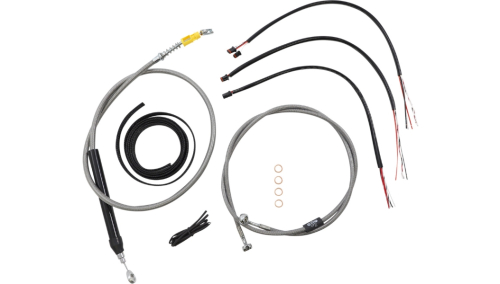 LA Choppers - LA Choppers Complete Handlebar Cable/Brake & Clutch Line/Wire Kit - Stainless Braided - LA-8156KT2-19