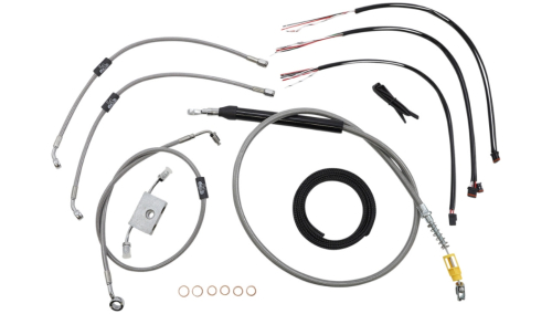 LA Choppers - LA Choppers Complete Handlebar Cable/Brake & Clutch Line/Wire Kit - Stainless Braided - LA-8157KT2-19