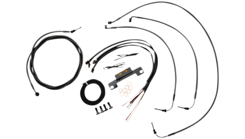 LA Choppers - LA Choppers Complete Handlebar Cable/Brake & Clutch Line/Wire Kit - Midnight Braided - LA-8056KT2-08M