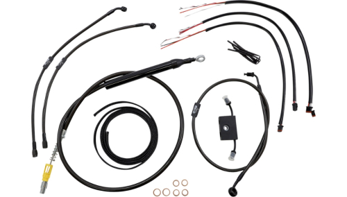 LA Choppers - LA Choppers Complete Handlebar Cable/Brake & Clutch Line/Wire Kit - Midnight Braided - LA-8157KT2-19M