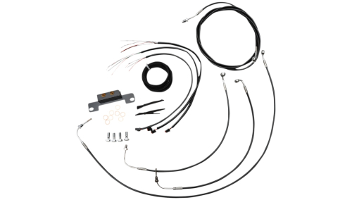 LA Choppers - LA Choppers Complete Handlebar Cable/Brake & Clutch Line/Wire Kit - Black Vinyl - LA-8056KT2-08B