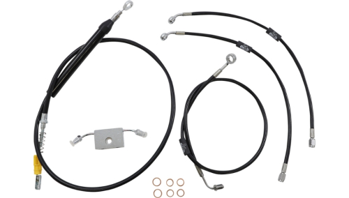 LA Choppers - LA Choppers Cable/Brake Line Kit - 15-17in. Ape Hangers - Black Vinyl - LA-8157KT-16B
