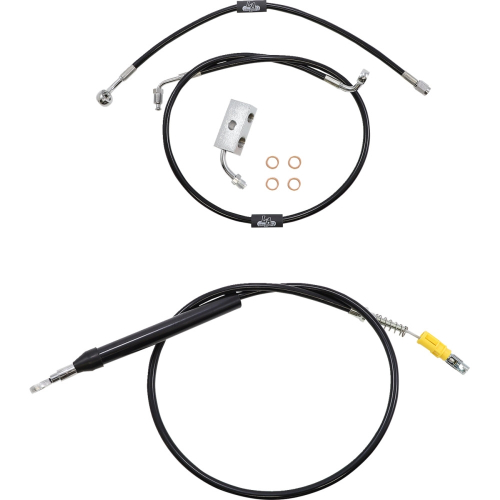 LA Choppers - LA Choppers Cable/Brake Line Kit - 15-17in. Ape Hangers - Black Vinyl - LA-8155KT-16B