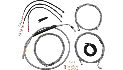 LA Choppers - LA Choppers Complete Handlebar Cable/Brake & Clutch Line/Wire Kit - Stainless Braided - LA-8056KT2-13