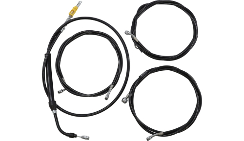 LA Choppers - LA Choppers Complete Handlebar Cable/Brake & Clutch Line/Wire Kit - Black Vinyl - LA-8056KT2-13B