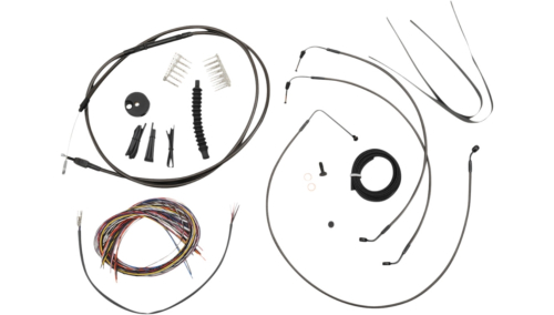 LA Choppers - LA Choppers Complete Handlebar Cable/Brake & Clutch Line/Wire Kit - Midnight Braided - LA-8155KT2-13M