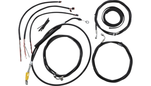 LA Choppers - LA Choppers Complete Handlebar Cable/Brake & Clutch Line/Wire Kit - Black Vinyl - LA-8056KT2-16B