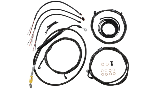 LA Choppers - LA Choppers Complete Handlebar Cable/Brake & Clutch Line/Wire Kit - Midnight Braided - LA-8056KT2-16M