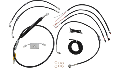 LA Choppers - LA Choppers Complete Handlebar Cable/Brake & Clutch Line/Wire Kit - Black Vinyl - LA-8157KT2-13B