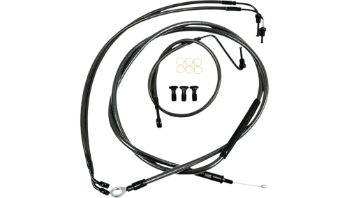 LA Choppers - LA Choppers Cable/Brake Line Kit - 12-14in. Ape Hangers - Midnight Braided - LA-8155KT-13M