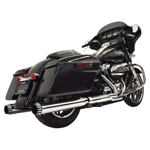 Bassani Manufacturing - Bassani Manufacturing 4in. Quiet DNT Megaphone Mufflers - Chrome with Black End Cap - 1F72QNT5