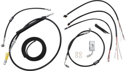 LA Choppers - LA Choppers Complete Handlebar Cable/Brake & Clutch Line/Wire Kit - Black Vinyl - LA-8155KT2-16B