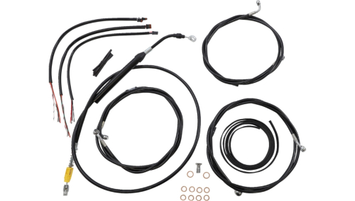 LA Choppers - LA Choppers Complete Handlebar Cable and Brake Line Kit - 18in.-20in. - Black Vinyl - LA-8058KT2-19B