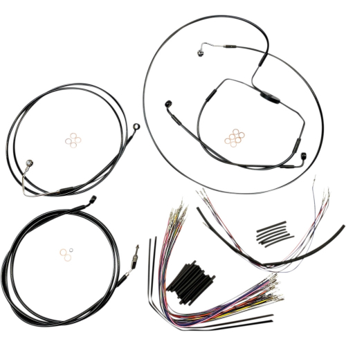 Magnum - Magnum Black Vinyl XR Handlebar Installation Kit with Black Fittings for 15-17in. Ape - 486002