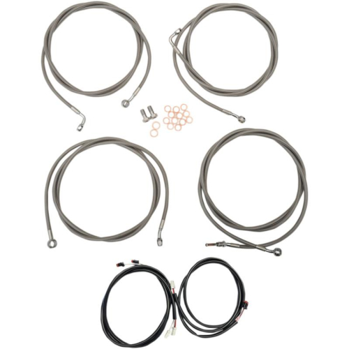 LA Choppers - LA Choppers Complete Handlebar Cable/Brake & Clutch Line/Wire Kit - Stainless Braided - LA-8054KT3-13