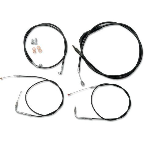 LA Choppers - LA Choppers Standard Handlebar Cable/Brake & Clutch Line/Wire Kit - Black Vinyl/Stainless - LA-8230KT-16B