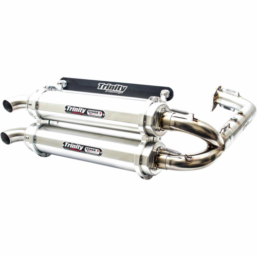 Trinity Racing - Trinity Racing Stage 5 Dual Exhaust System - Brushed Muffler - TR-4153D