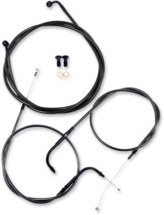 LA Choppers - LA Choppers Cable/Brake Line Kit - 15in.-17in. Ape Hangers - Midnight - LA-8052KT-16M