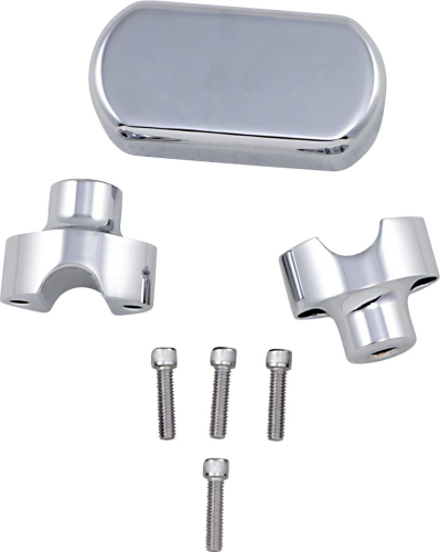 LA Choppers - LA Choppers Solid Handlebar Riser/Top Clamp Kits - 1-1/2in. Tall - Chrome - LA-7442-01