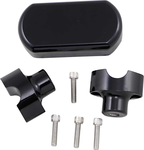 LA Choppers - LA Choppers Solid Handlebar Riser/Top Clamp Kits - 1-1/2in. Tall - Black - LA-7442-01B