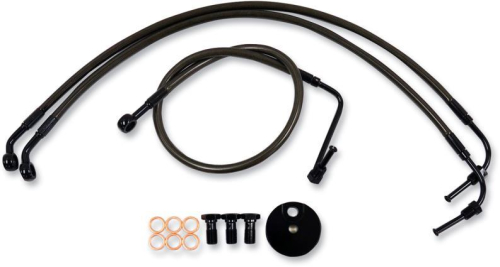 LA Choppers - LA Choppers Midnight Braided Brake Lines - 12-14in. Ape Hangers - LA-8010B13M