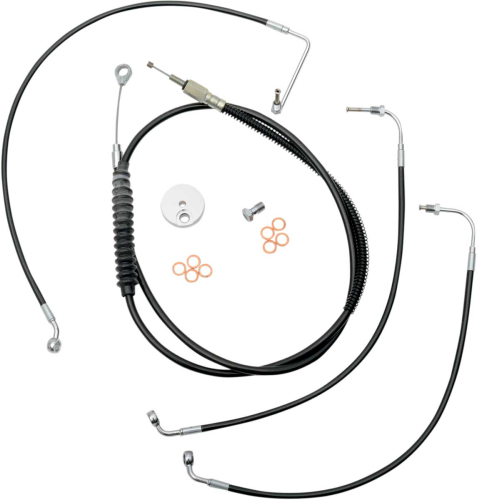 LA Choppers - LA Choppers Cable/Brake Line Kit - 15-17in. Ape Hangers - Black - LA-8010KT-16B