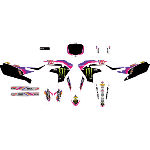 DCOR - DCOR YZ Retro Monster Energy Complete Graphics Kit - White Background - 20-50-405