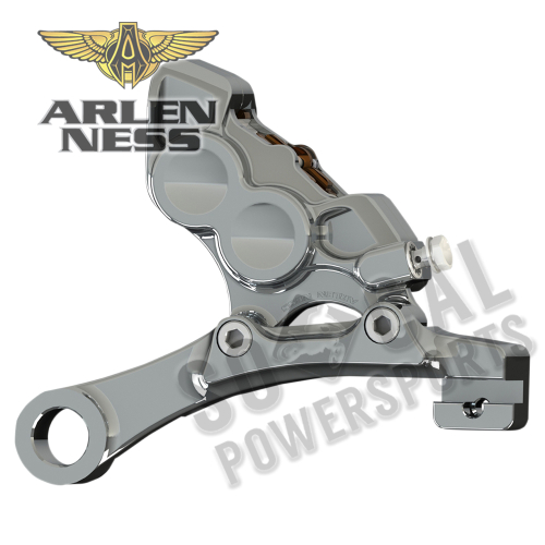 Arlen Ness - Arlen Ness 4-Piston Brake Rear Caliper/Bracket - Chrome - 02-304