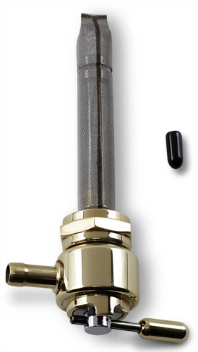 Pingel - Pingel Power-Flo Fuel Valve - 22mm Round - 180 Deg. Outlet Facing Inward - Old School Brass - 6311-BR