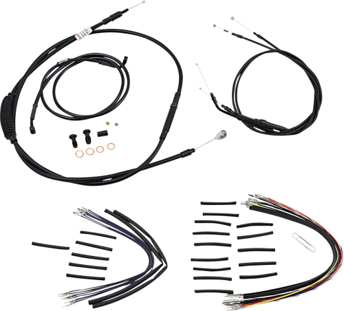 Burly Brand - Burly Brand Black Vinyl Handlebar Cable & Brake Line Kit for Jail Bars - 14in. - B30-1148