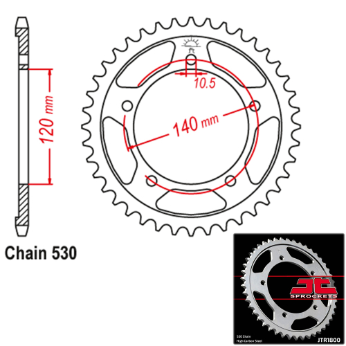 JT Sprockets - JT Sprockets Steel Rear Sprocket - 42T - JTR1800.42