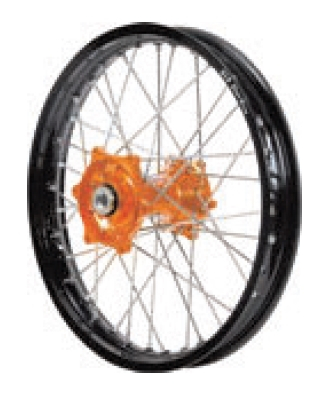 Dubya - Dubya MX Rear Wheel with DID DirtStar Rim - 2.15x19 - Orange Hub/Black Rim - 70-4063OB