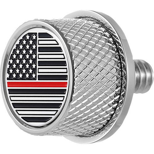 Figurati Designs - Figurati Designs Seat Mounting Knob - Stainless Steel with Red Line American Flag Skull - FD73-SEAT KN-SS