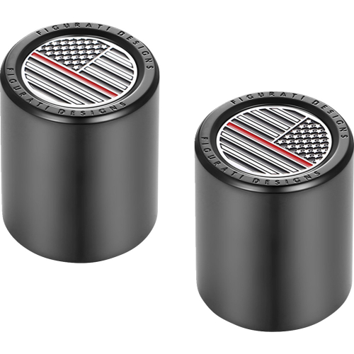 Figurati Designs - Figurati Designs Docking Hardware Cover - Black with Short Red Line American Flag Skull - FD75-DC-2530-BK