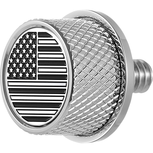 Figurati Designs - Figurati Designs Seat Mounting Knob - Stainless Steel with Contrast Cut American Flag Skull - FD26-SEAT KN-SS