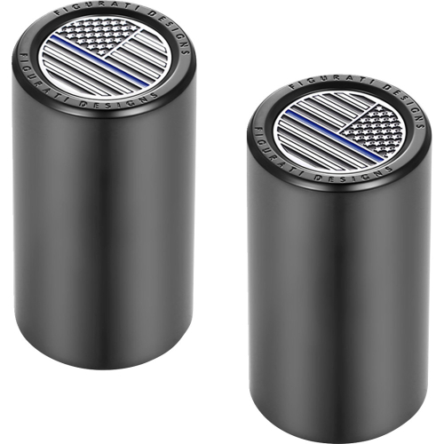 Figurati Designs - Figurati Designs Docking Hardware Cover - Black with Long Blue Line American Flag Skull - FD71-DC-2545-BK