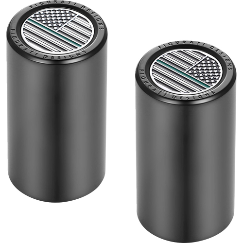 Figurati Designs - Figurati Designs Docking Hardware Cover - Black with Long Green Line American Flag Skull - FD72-DC-2545-BK