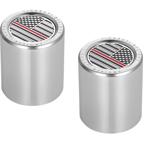 Figurati Designs - Figurati Designs Docking Hardware Cover - Stainless Steel with Short Red Line American Flag Skull - FD73-DC-2530-SS
